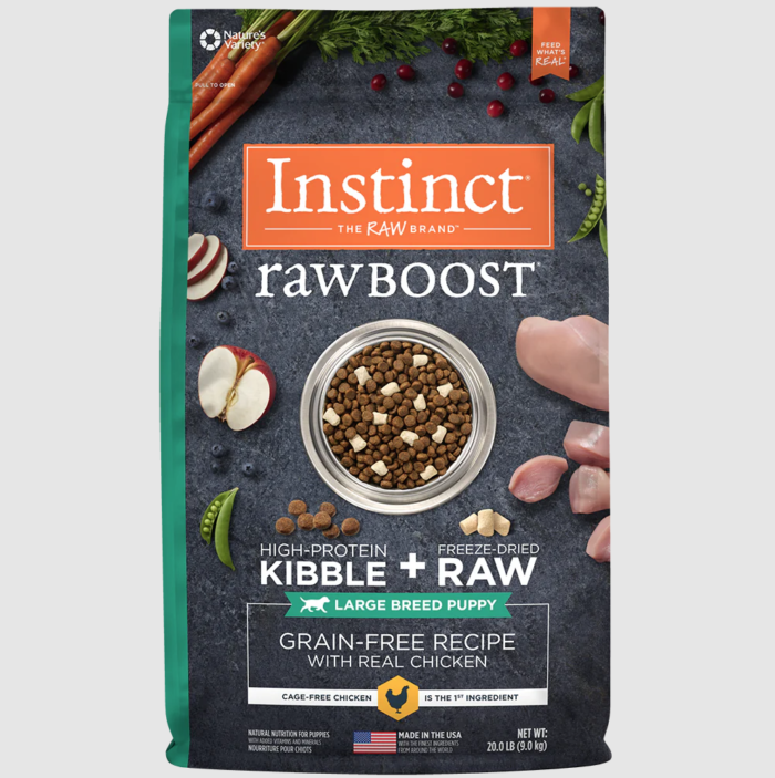 rw1 Instinct Raw Boost Cachorros Razas Grandes 20 Lb - Para Perros (Presentación 9.0 Kg)