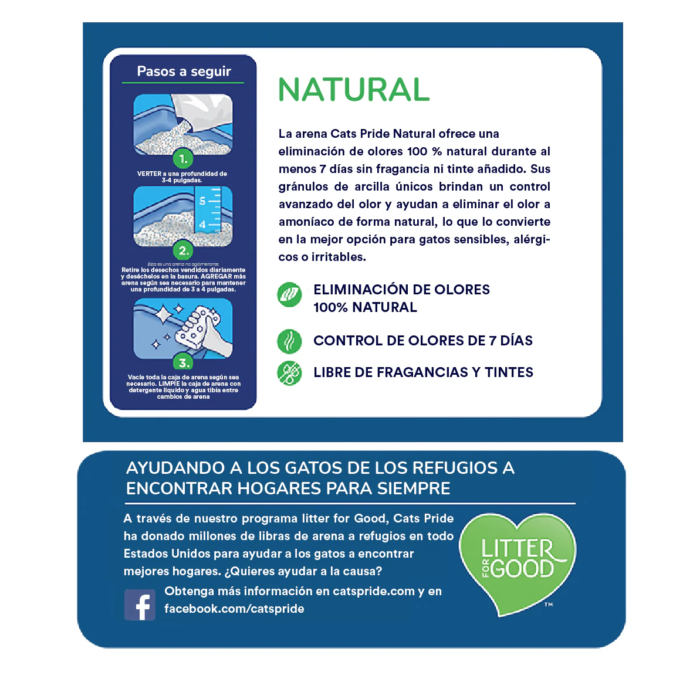 ARE3 Cat's Pride Natural Arena para gato No aglutinante, Elimina olores y Libre de fragancia 10lb