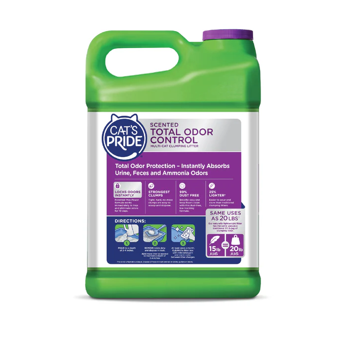 AT2 Cat's Pride Sceted Total Odor Control Arena para gatos Aglutinante, Bloquea Olores al instante 15lb