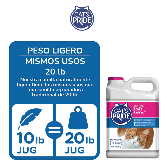 ar6 Cat's Pride Scented Easy Scoop Arena para gato Aglutinante, Elimina olores, Sin químicos tòxicos, Grumos Sòlidos 10lb