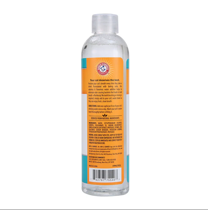 e2 Arm & Hammer Enjuague dental para gato, elimina el mal aliento, combate el sarro y placa, 237ml