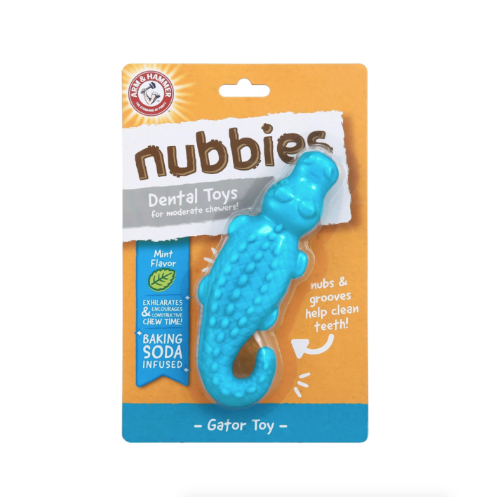 j1 Arm & Hammer Juguete Dental para Perro Cocodrilo, Limpia Dientes y Reduce Sarro, Sabor Menta 1pz