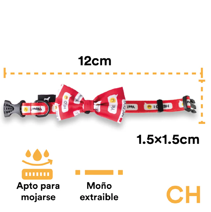 mr3 Collar Con Moño Para Perro Jack Pet Style Con Cintilla Reforzada, Costuras De Refuerzo En Forma De Zigzag Y Herraje De Acero Reforzado Con Punto De Soldadura. Color Rojo.