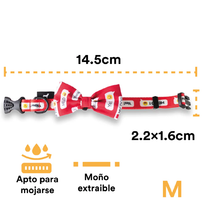 mr4 Collar Con Moño Para Perro Jack Pet Style Con Cintilla Reforzada, Costuras De Refuerzo En Forma De Zigzag Y Herraje De Acero Reforzado Con Punto De Soldadura. Color Rojo.