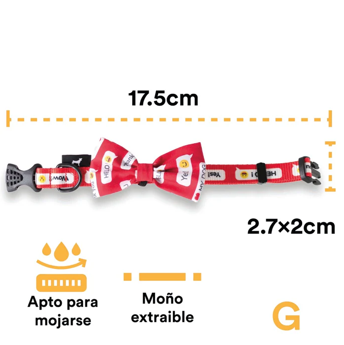 mr5 Collar Con Moño Para Perro Jack Pet Style Con Cintilla Reforzada, Costuras De Refuerzo En Forma De Zigzag Y Herraje De Acero Reforzado Con Punto De Soldadura. Color Rojo.