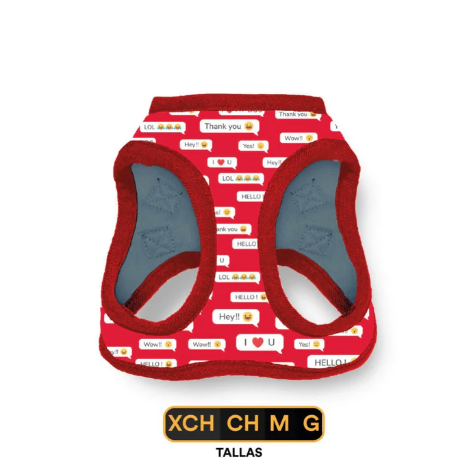 pch2 Pechera Para Perro Con Diseños Divertidos Full Print, De Fácil Transpiración y Muy Cómoda. Color Rojo