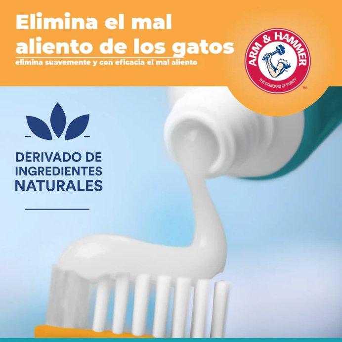 pdg3 Arm & Hammer Kit Pasta Dental con Cepillo para Gato, Elimina Sarro y Mal Aliento, Sabor Atún, 3pzas