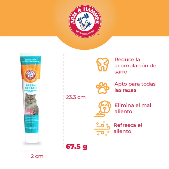pdg6 Arm & Hammer Kit Pasta Dental con Cepillo para Gato, Elimina Sarro y Mal Aliento, Sabor Atún, 3pzas