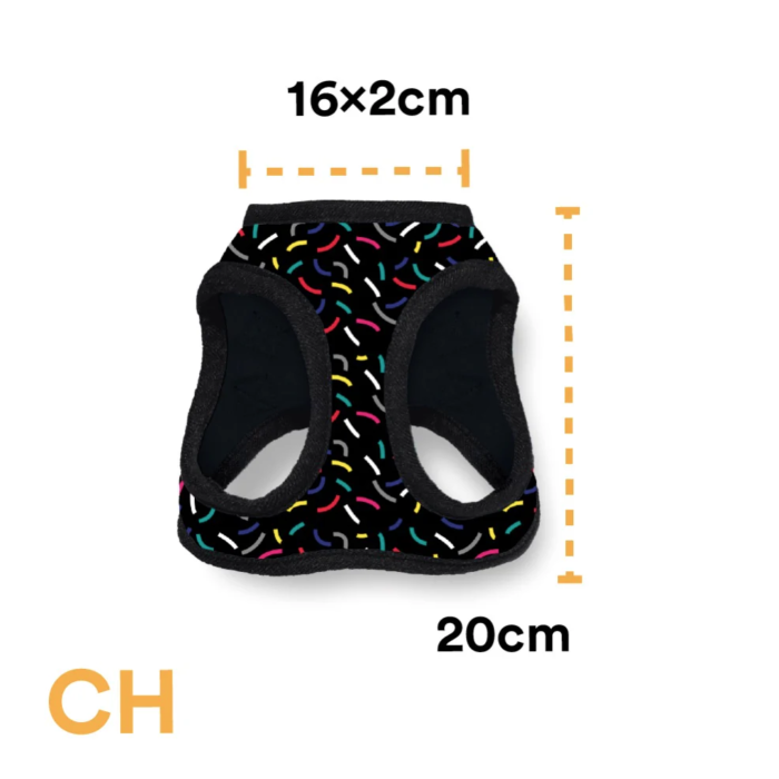 pn4 Pechera Para Perro Con Diseños Divertidos Full Print, De Fácil Transpiración y Muy Cómoda. Color Negro